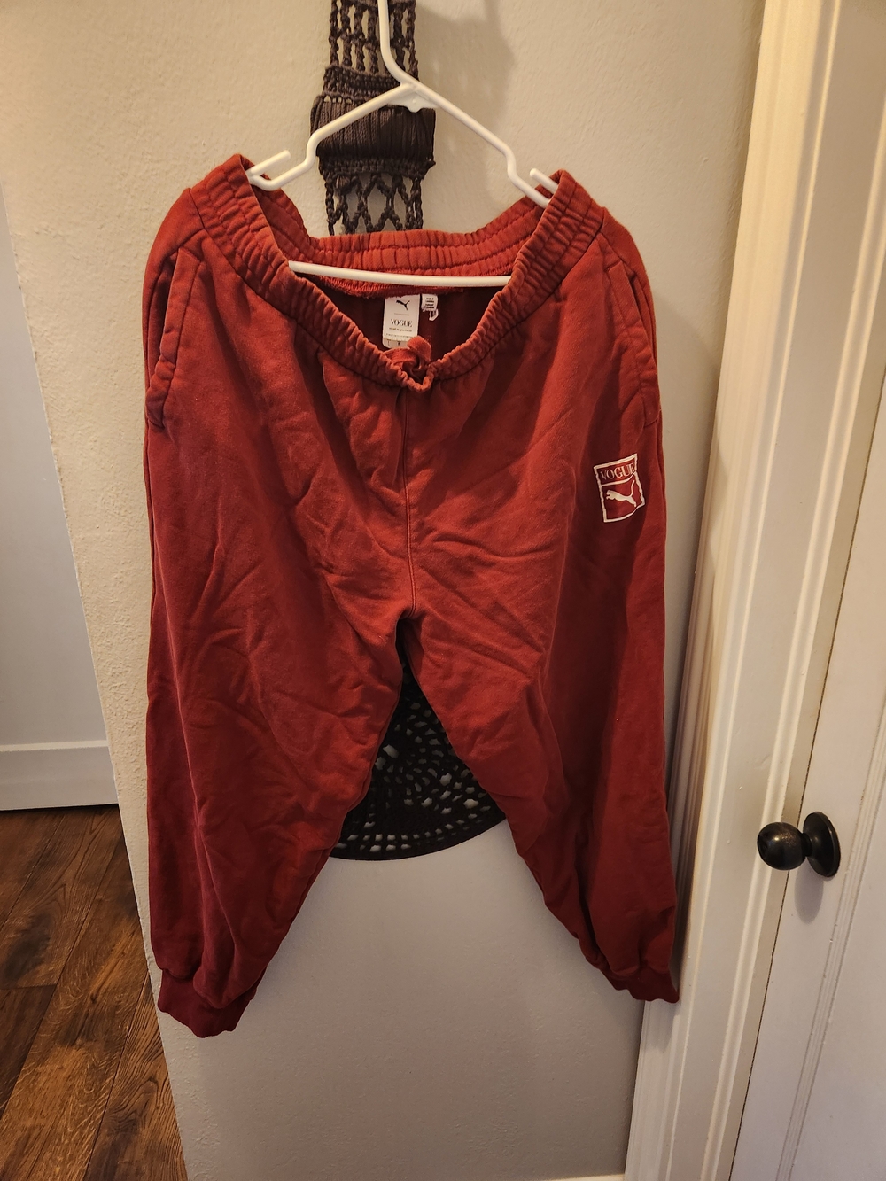 Puma Red Jogger Sweatpants with Vogue Logo Patch